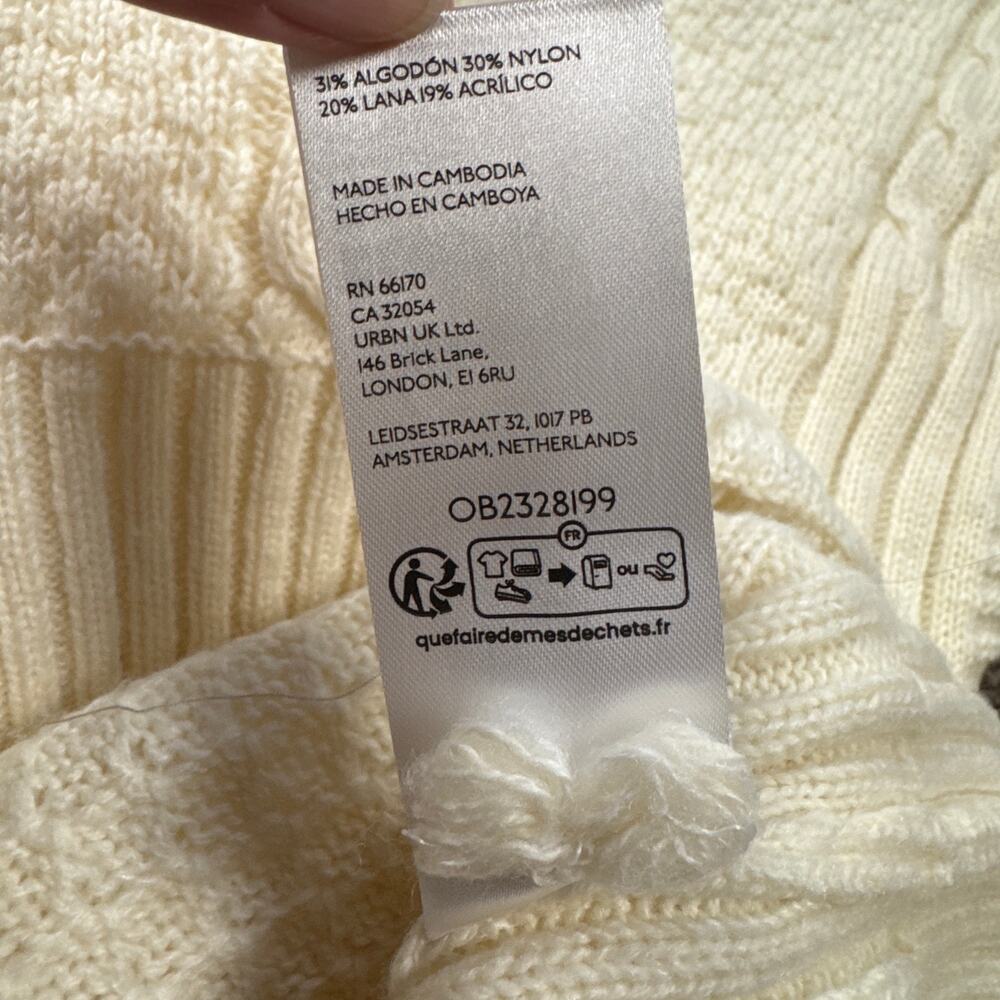 Maeve Cable-Knit Wool Blend Sweater Vest Oversized NWT Small Mock Neck Ivory - Picture 9 of 14